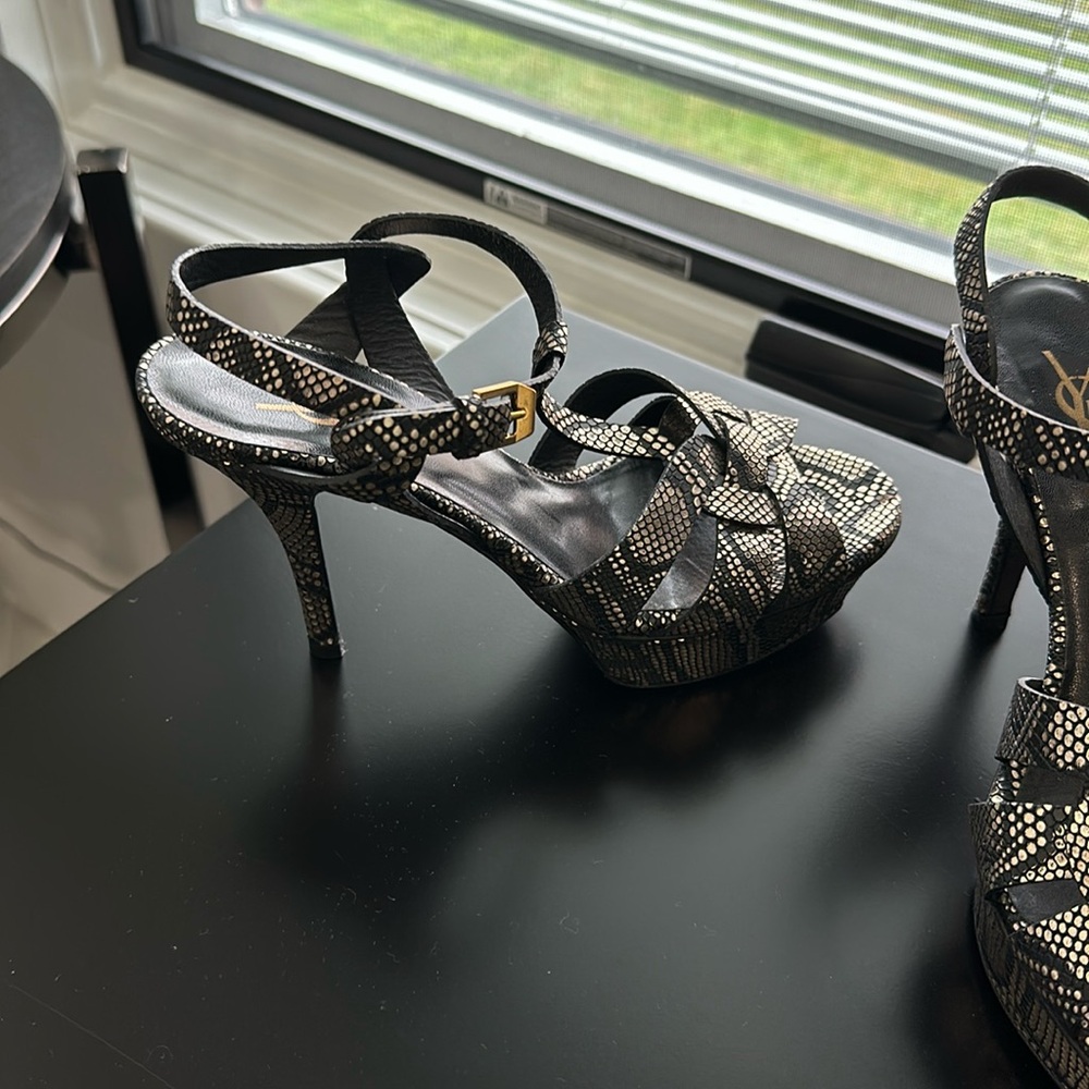 YSL 35 1/2 sandal print worn once
